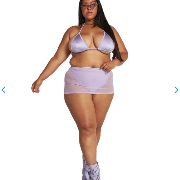 Never worn 1x Rave/festival lavender/purple mesh long sleeve with skirt set - Picture 6 of 9